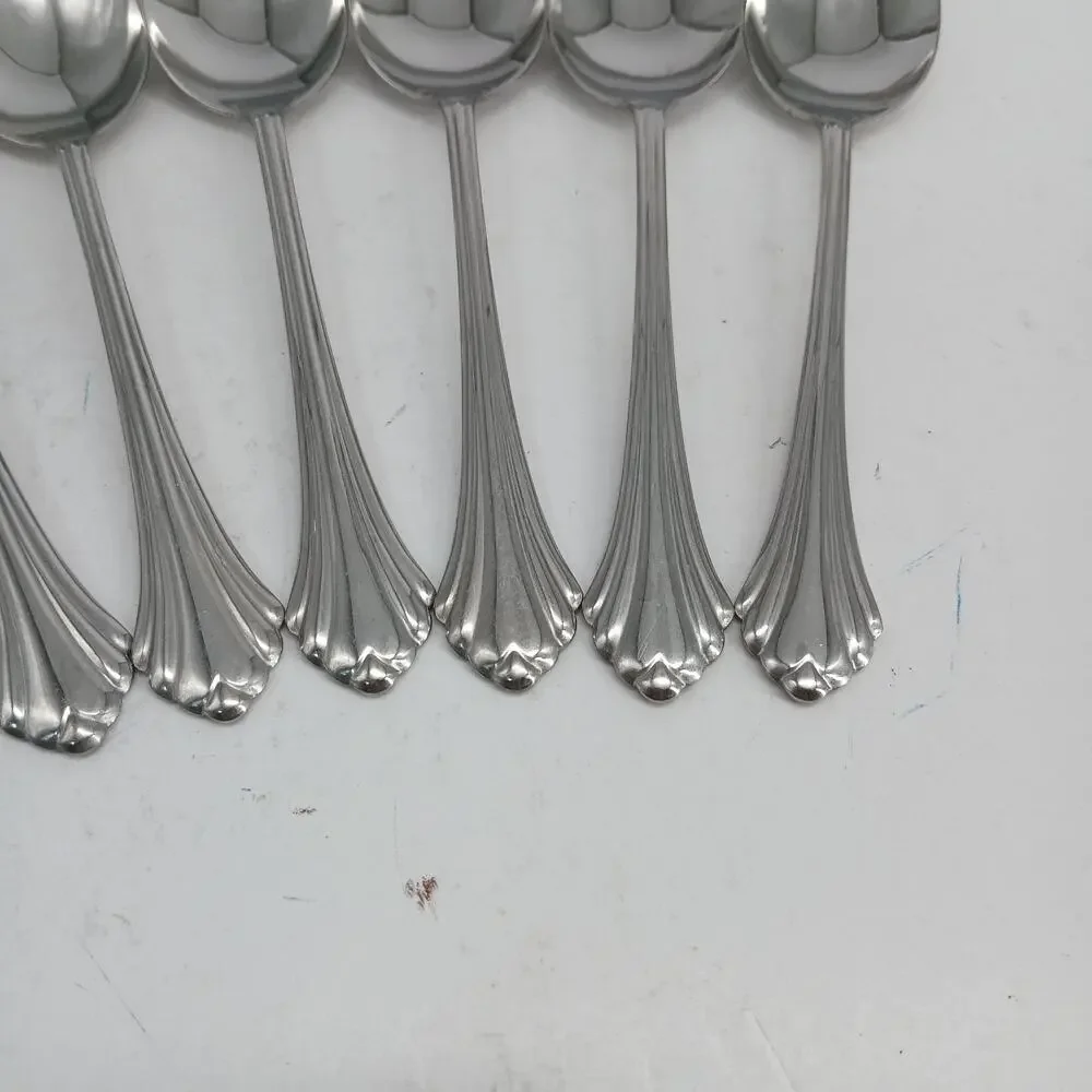 8X Tbsp Oneida Bancroft Table Spoons Glossy Stainless Steel Flatware